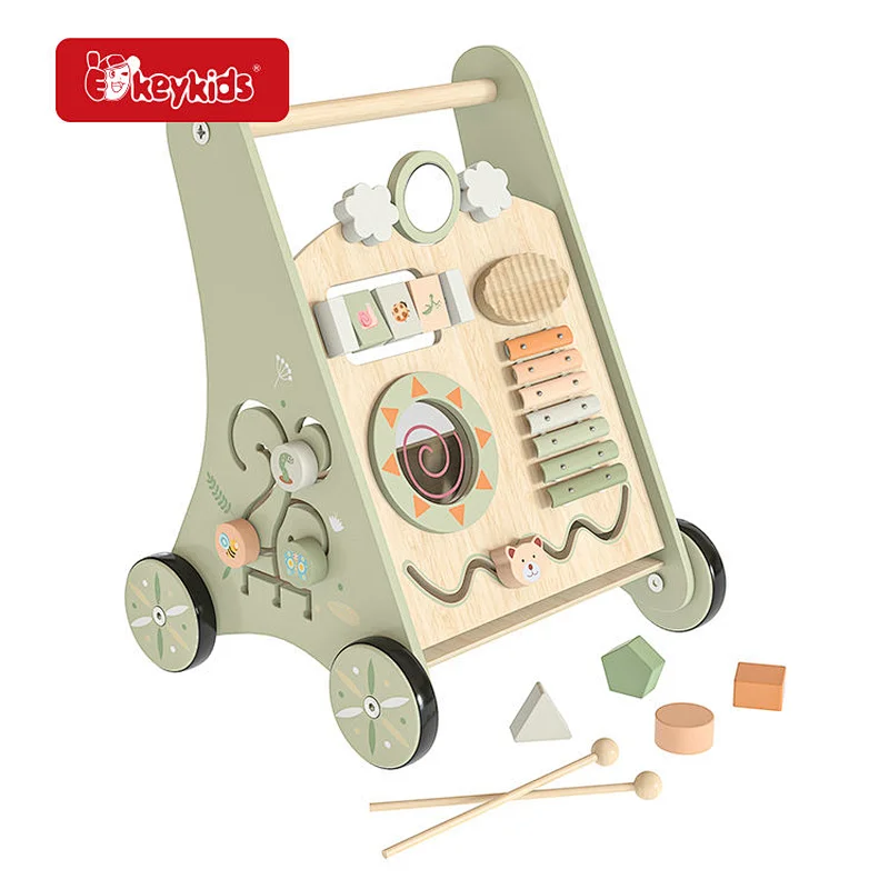 Montessori toys multi-activity center wooden push walkers toy for baby W16E240B
